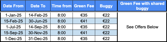 Altea 9h Green Fees