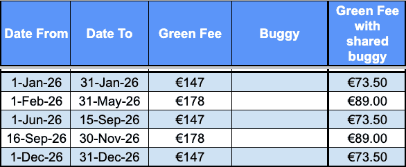 Bonalba 2 green fees and a buggy