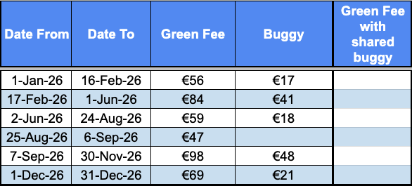 Font Del Llop Green Fees